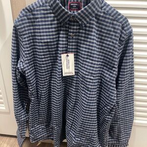 UNTUCKit Navy and White Striped Shirt